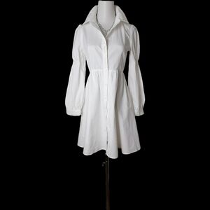 🐇 M，white cotton long sleeves shirt dress by ethanblock